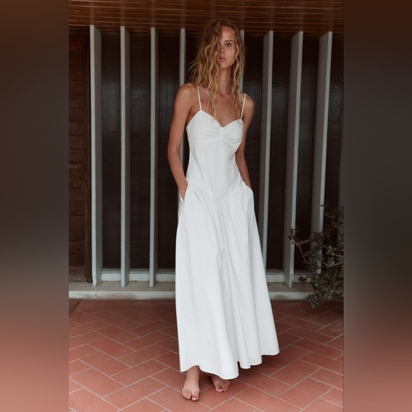 Zara Dresses & Skirts - Zara White Spaghetti-Strap Maxi Dress